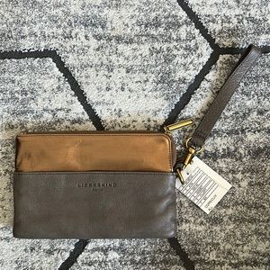 Liebeskind Berlin clutch wristlet in bronze and dark taupe